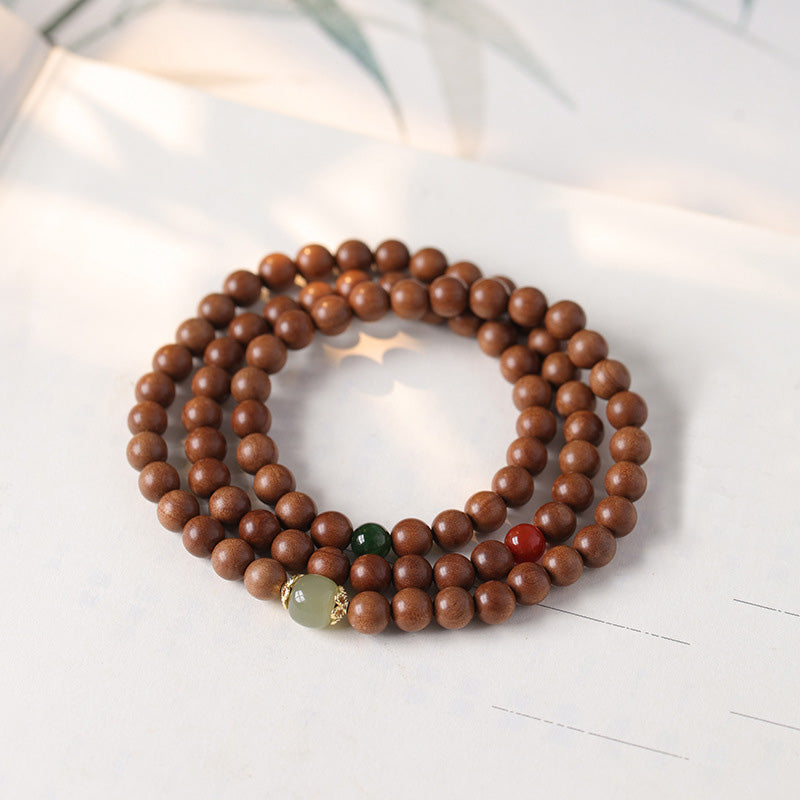 ATELIER-TIBET Bracelet Dalagan Sculpté – Bois d’Agar de Kalimantan & Pierres Naturelles