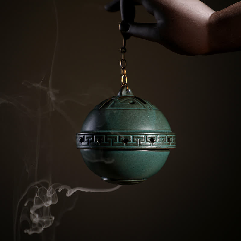 ATELIER-TIBET Brûleur d'encens en céramique avec bénédiction du lotus tibétain