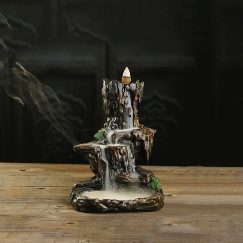 ATELIER-TIBET – Brûleur d’Encens Cascade en Résine – Effet Fumée à Reflux