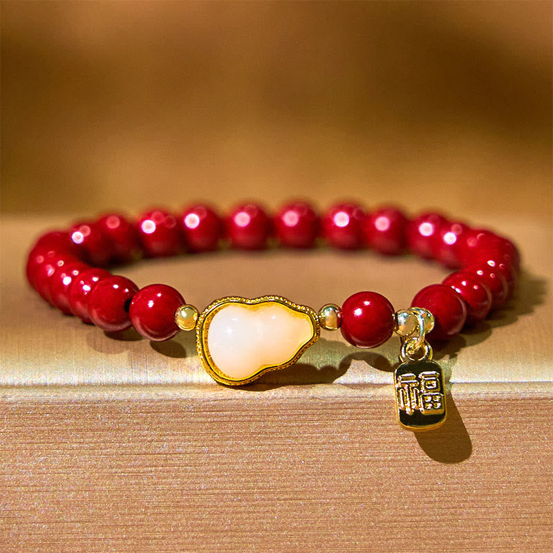 ATELIER-TIBET – Bracelet Porte-Bonheur Fu en Cinabre & Jade Naturel – Perles 6 mm