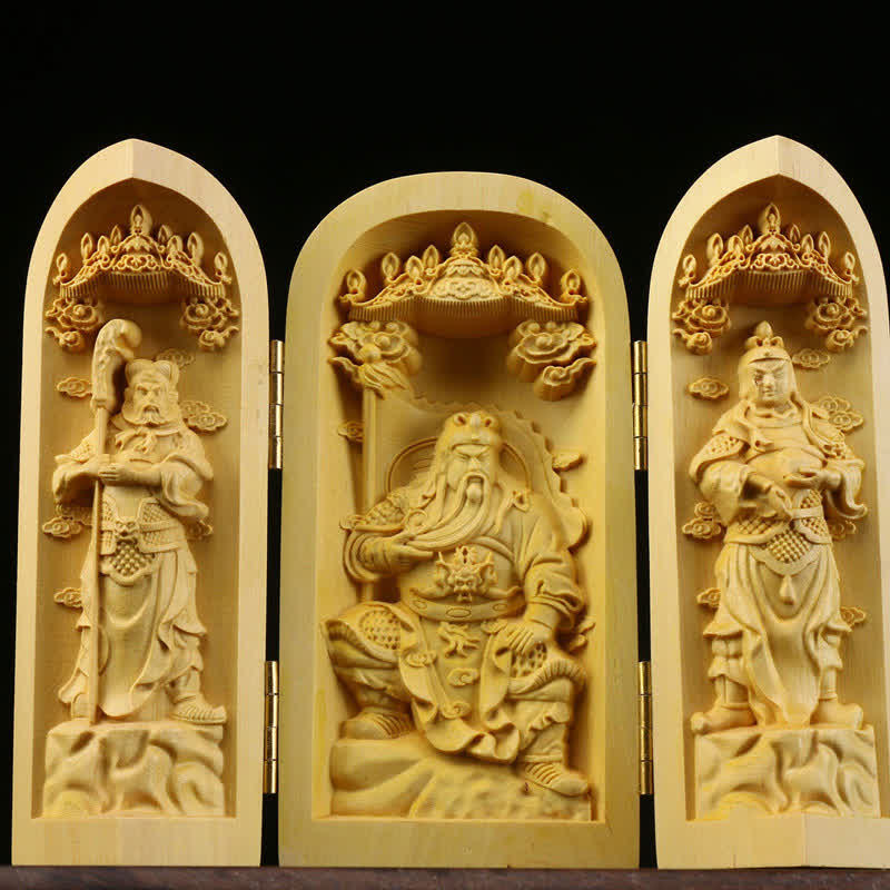 ATELIER-TIBET Autel Spirituel Sculpté en Bois de Buis pour Méditation et Prière