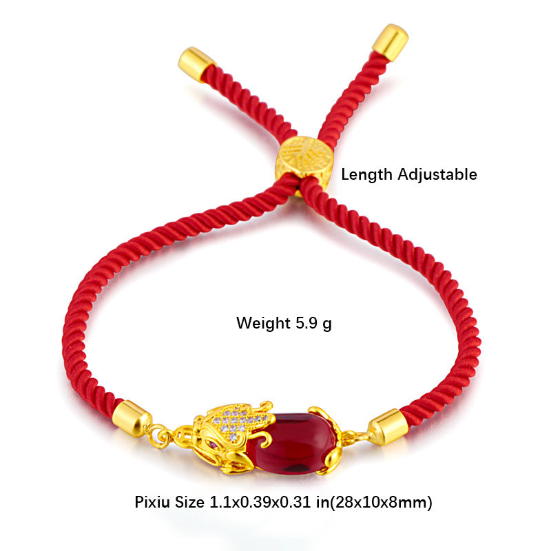 ATELIER-TIBET – Bracelet Pixiu Ajustable en Agate Rouge | Abondance & Protection Symbolique