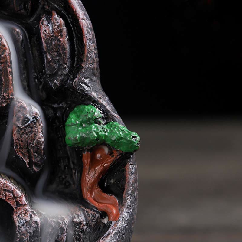 ATELIER-TIBET Brûleur d'encens à reflux en résine de méditation à motif de ponts de montagne