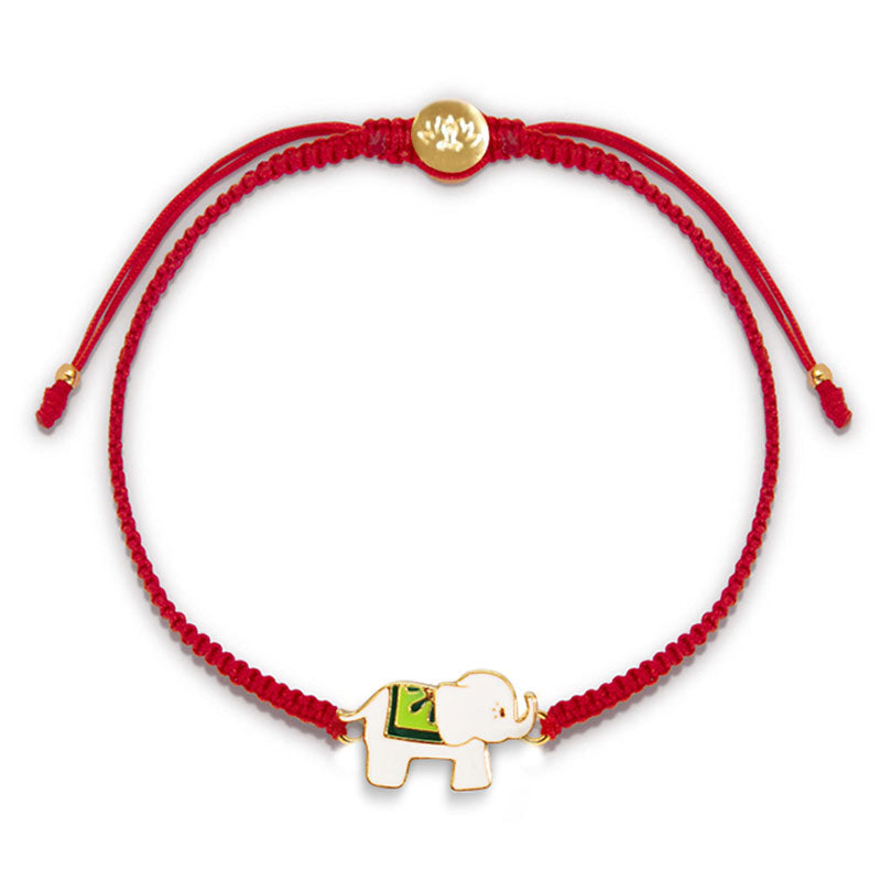 ATELIER-TIBET Bracelet Éléphant Argent 925 & Cordon Rouge Ajustable