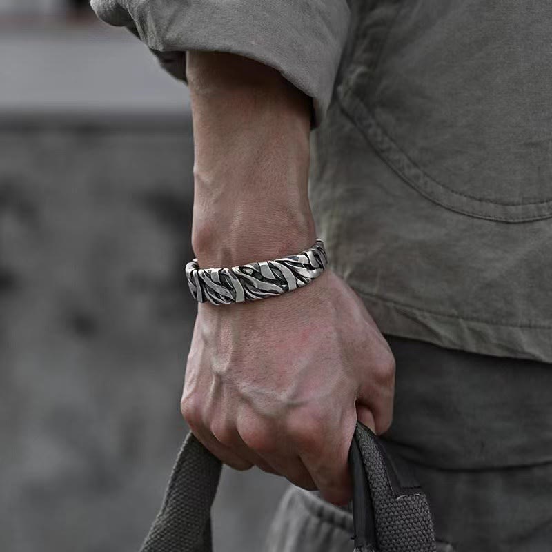 ATELIER-TIBET – Bracelet Manchette en Cuivre Texturé, Inspiration Vintage