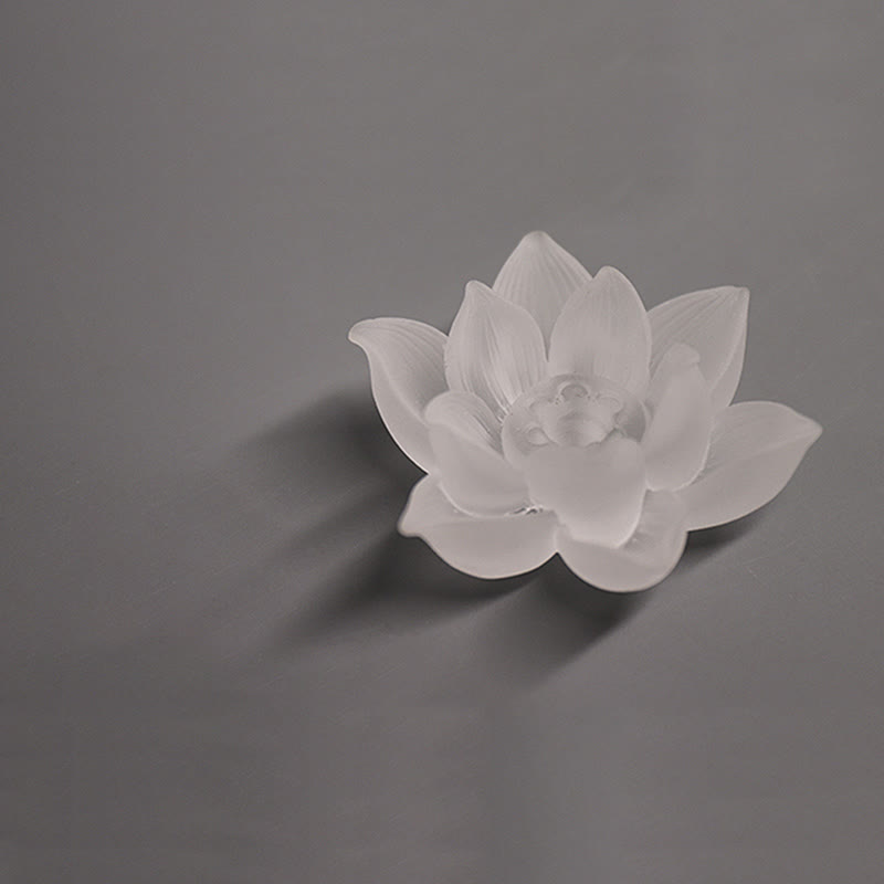 ATELIER-TIBET – Porte-Encens Lotus Blanc en Cristal Liuli – Méditation & Sérénité