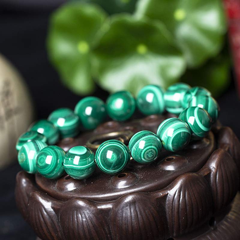 ATELIER-TIBET – Bracelet en Malachite Naturelle 12 mm | Équilibre & Protection Symbolique