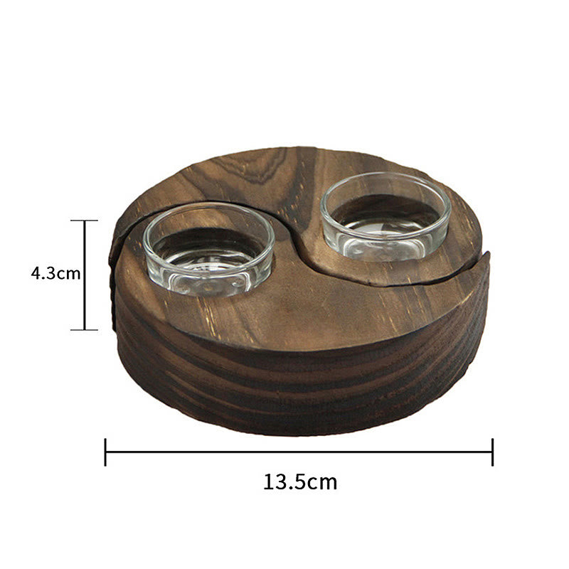 ATELIER-TIBET Porte Bougie Yin Yang en Bois pour Autel Spirituel