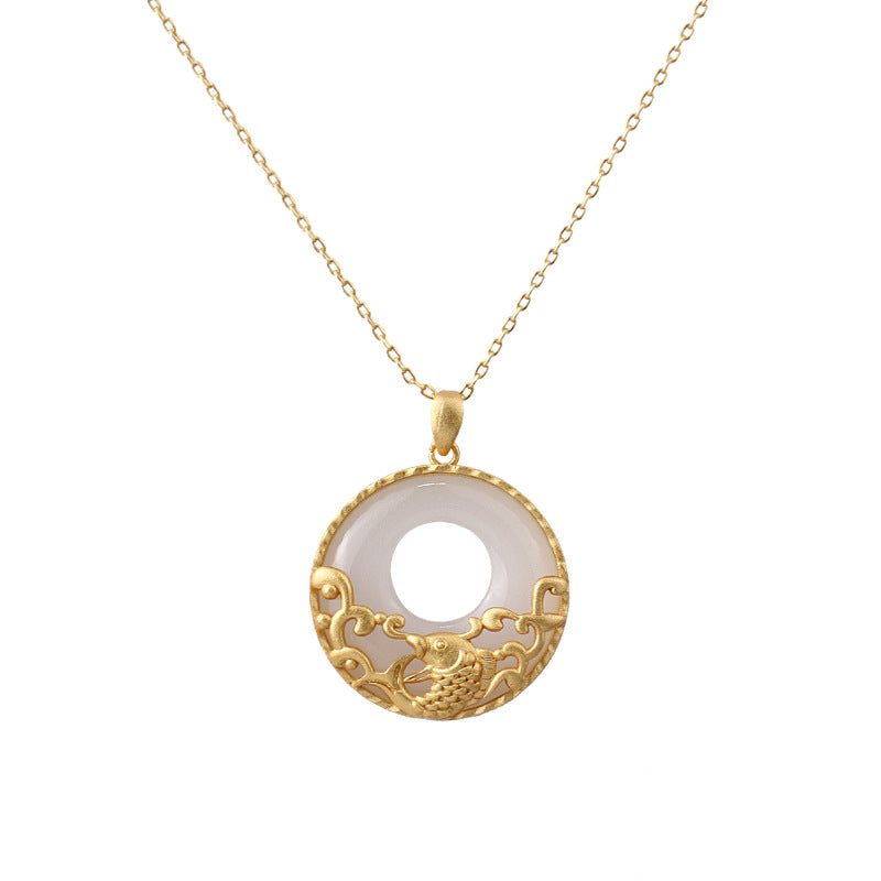 ATELIER-TIBET – Collier Carpe Koï en Jade Blanc Naturel