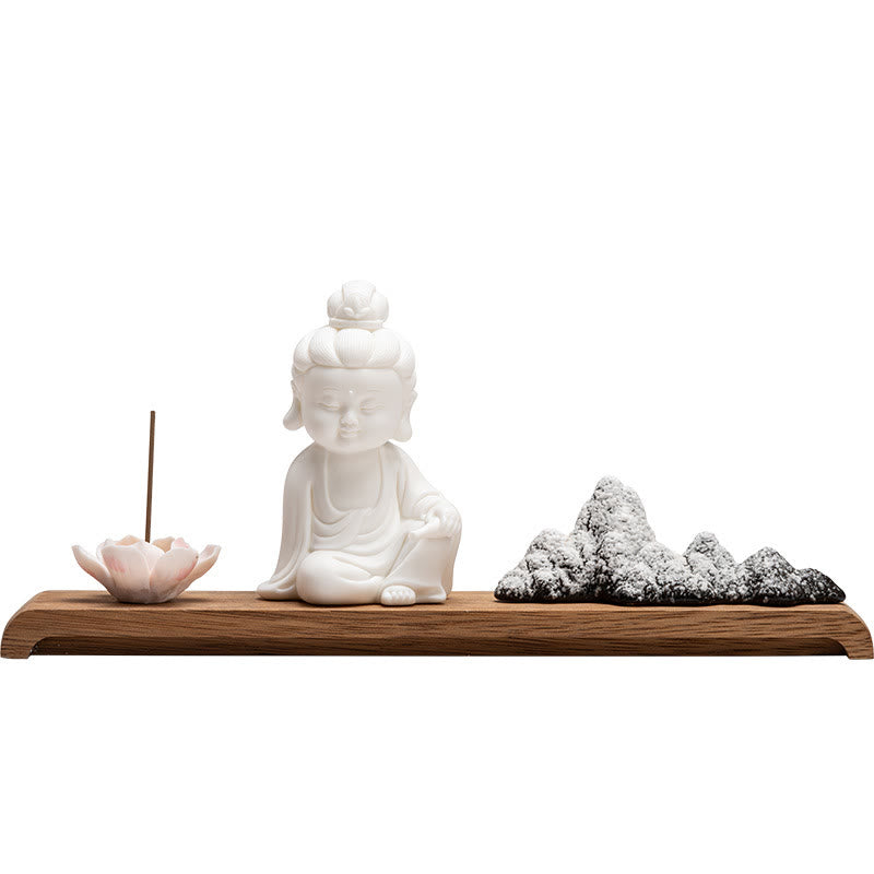 ATELIER-TIBET – Brûleur d’Encens Bouddha Lotus en Céramique – Porte-Encens Méditation Zen