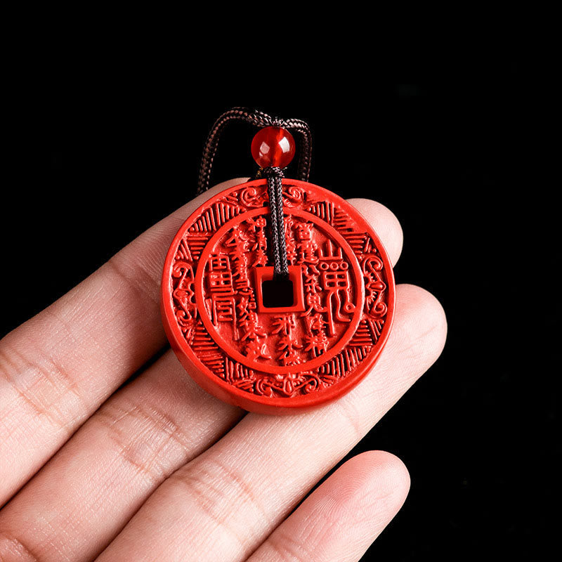 ATELIER-TIBET – Pendentif Bagua « Fantôme de la Montagne » en Cinabre Naturel