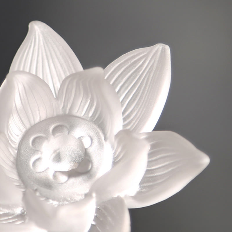 ATELIER-TIBET – Porte-Encens Lotus Blanc en Cristal Liuli – Méditation & Sérénité