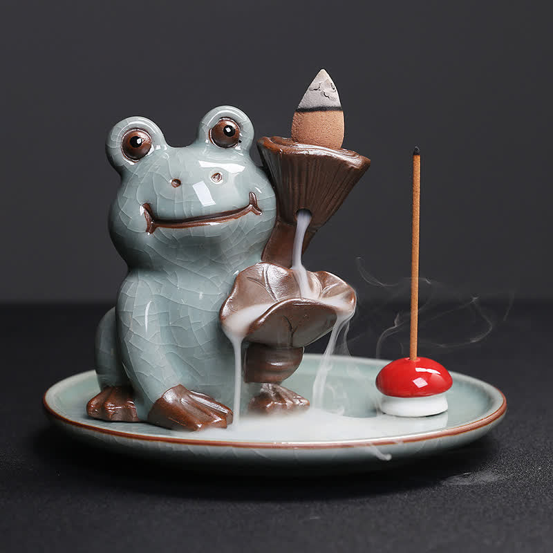 ATELIER-TIBET Brûleur d’Encens Céramique Grenouille de Méditation Zen