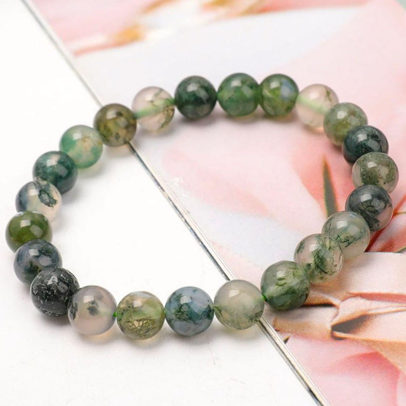 ATELIER-TIBET – Bracelet en Agate Mousse Naturelle 8 mm