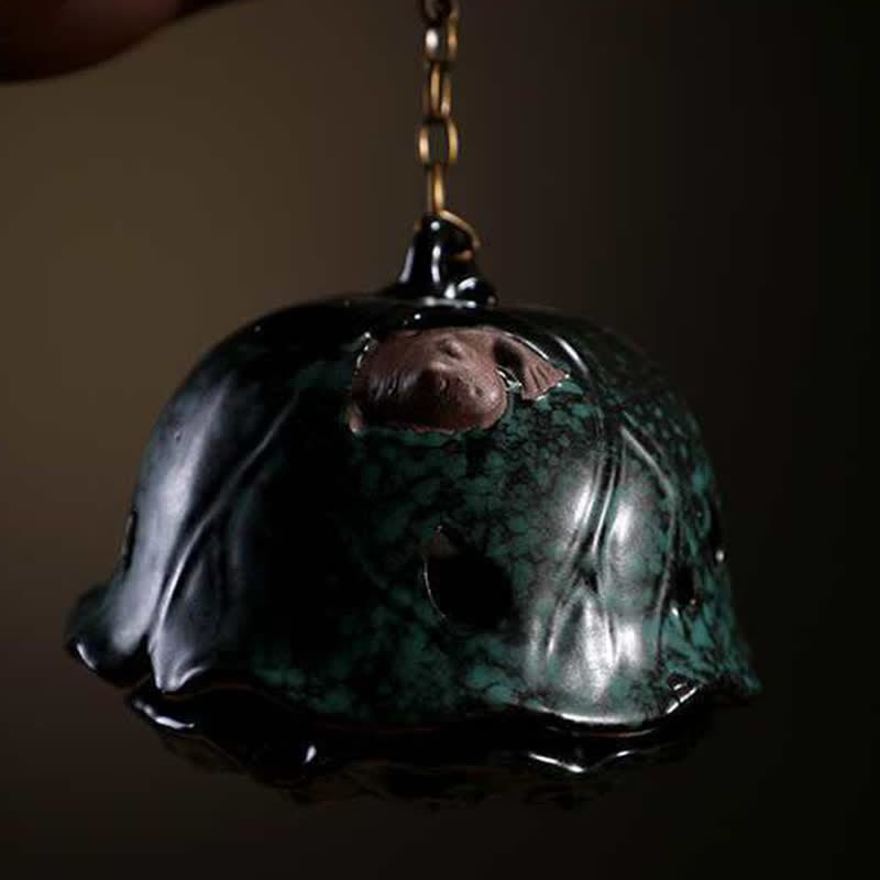ATELIER-TIBET Brûleur d'encens en céramique avec bénédiction du lotus tibétain