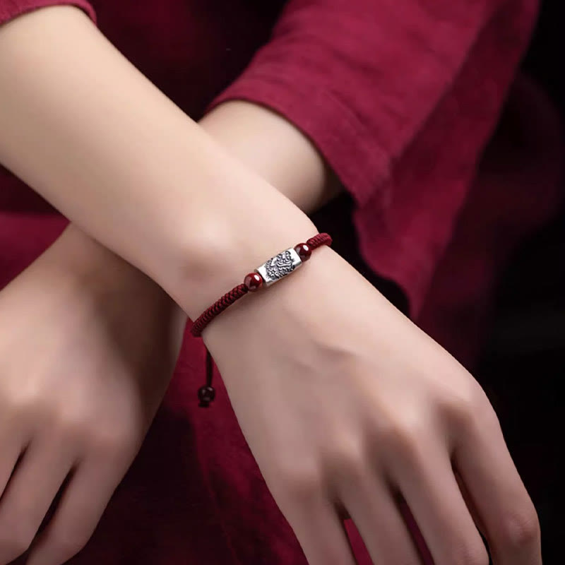 ATELIER-TIBET – Bracelet de Protection Zodiaque Chinois en Argent Sterling 925 & Fil Rouge (Ajustable)
