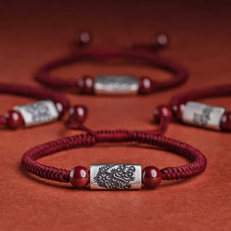 ATELIER-TIBET – Bracelet de Protection Zodiaque Chinois en Argent Sterling 925 & Fil Rouge (Ajustable)