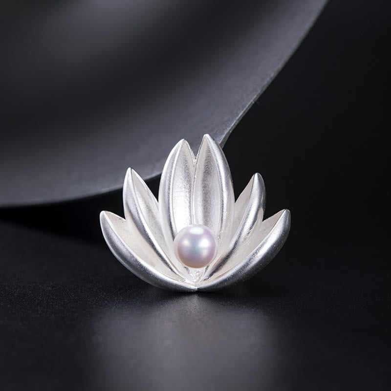 ATELIER-TIBET Broche Lotus & Perle Argent 925 – Renaissance & Élégance