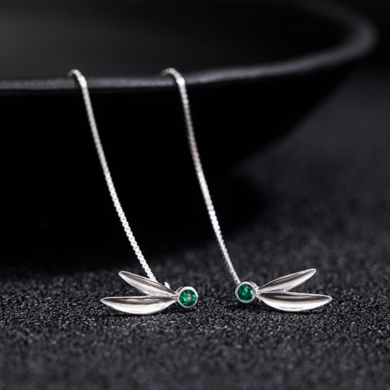 ATELIER-TIBET – Boucles d’Oreilles Pendantes Bambou & Perles en Argent 925