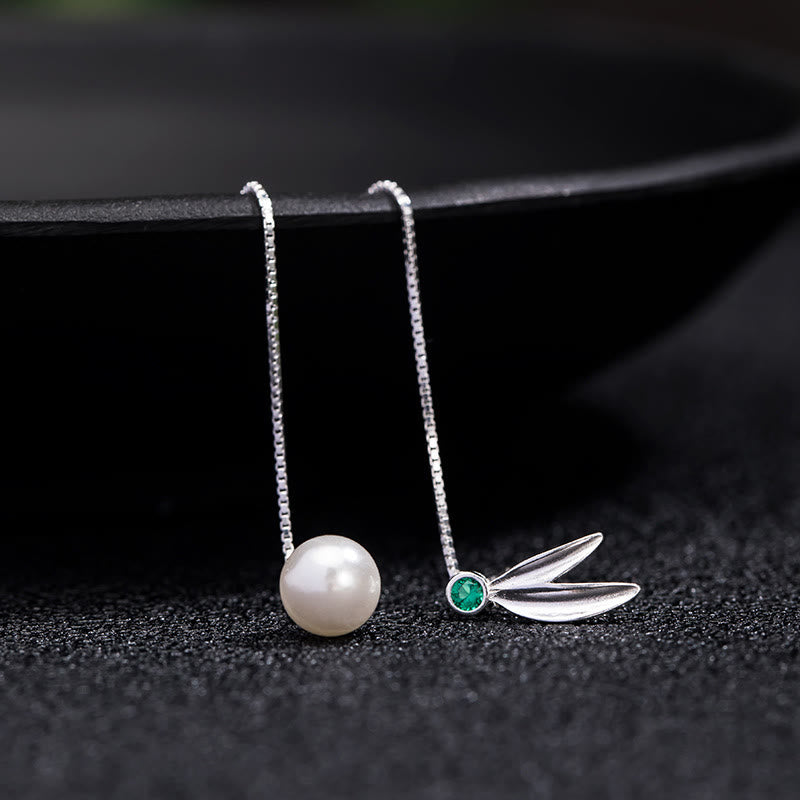 ATELIER-TIBET – Boucles d’Oreilles Pendantes Bambou & Perles en Argent 925