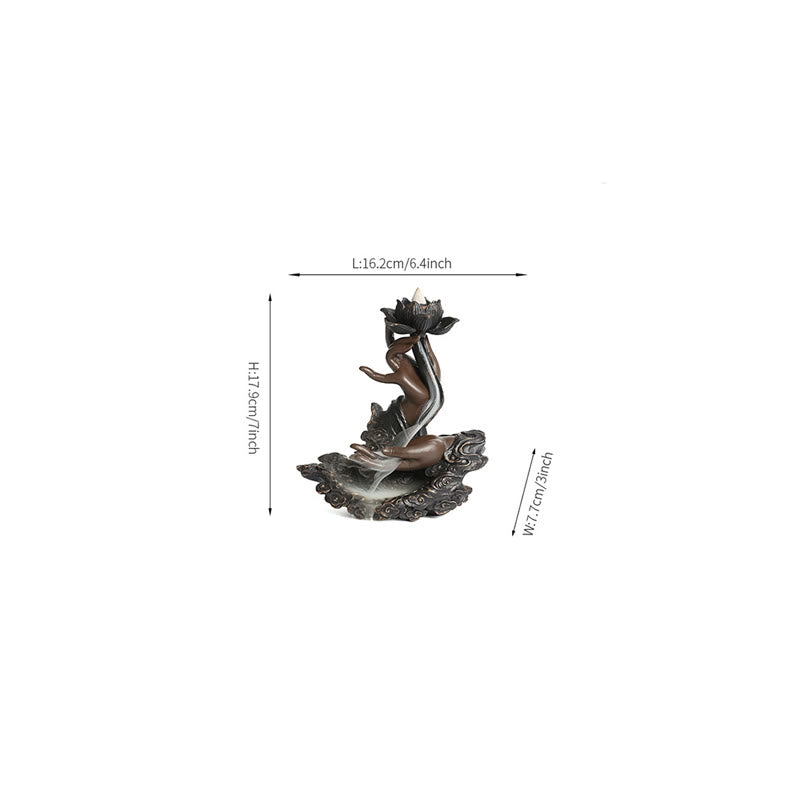ATELIER-TIBET – Brûleur d’Encens Lotus & Bouddha en Résine – Backflow & Décoration Zen
