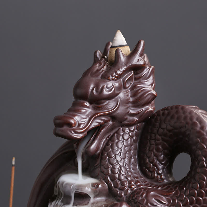 ATELIER-TIBET – Porte-Encens Dragon en Céramique – Énergie de Succès et Protection