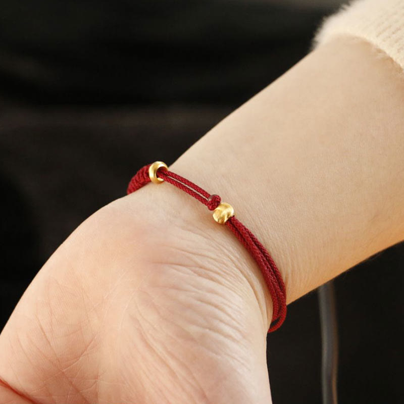 ATELIER-TIBET – Bracelet Fil Rouge Ajustable avec Boucle de Paix, Protection & Chance