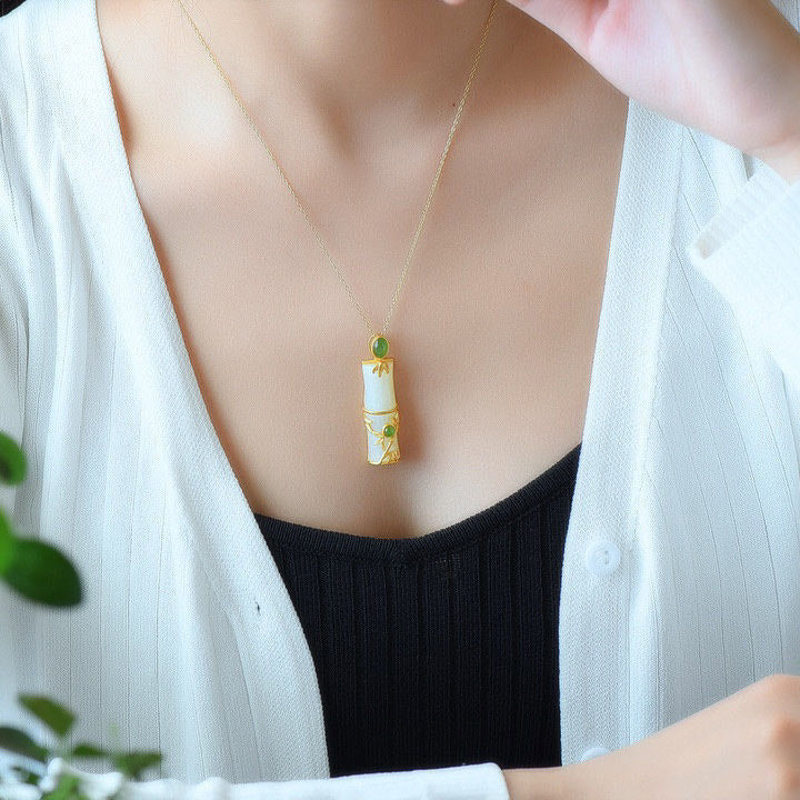 ATELIER-TIBET – Collier Unisexe en Jade Blanc et Jade Cyan