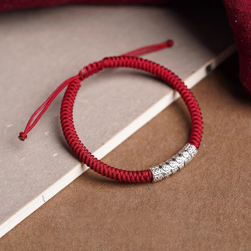 ATELIER-TIBET Bracelet Om Mani Padme Hum Argent 999 & Corde 5mm – Protection & Stabilité