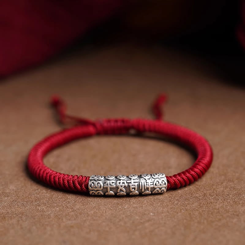 ATELIER-TIBET Bracelet Om Mani Padme Hum Argent 999 & Corde 5mm – Protection & Stabilité