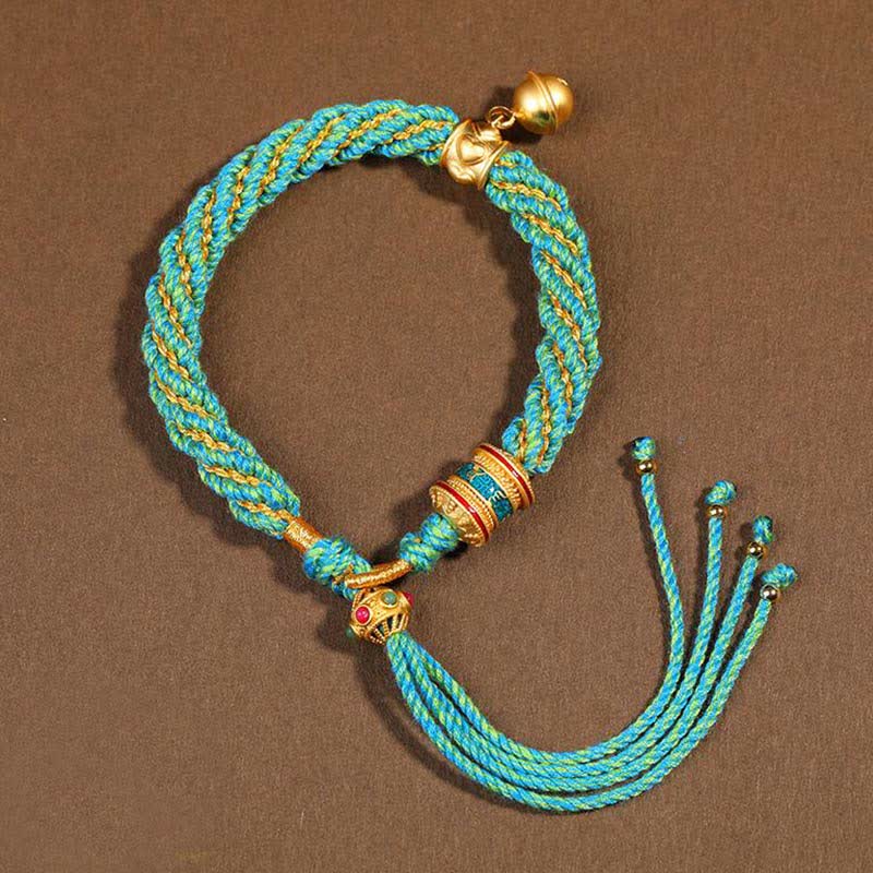 ATELIER-TIBET – Bracelet de Prière Tibétain Thangka en Fil Rouge, Protection & Chance