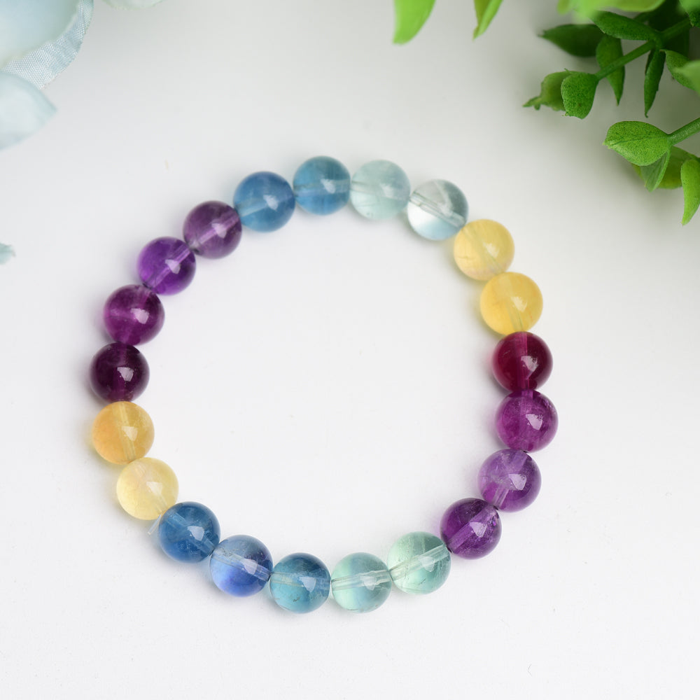 ATELIER-TIBET – Bracelet en Fluorite Naturelle Multicolore – Harmonie & Concentration – Perles 9 mm