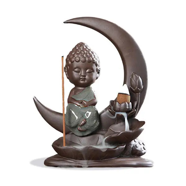 ATELIER-TIBET – Brûleur d’Encens Bouddha Lunaire à Refoulement