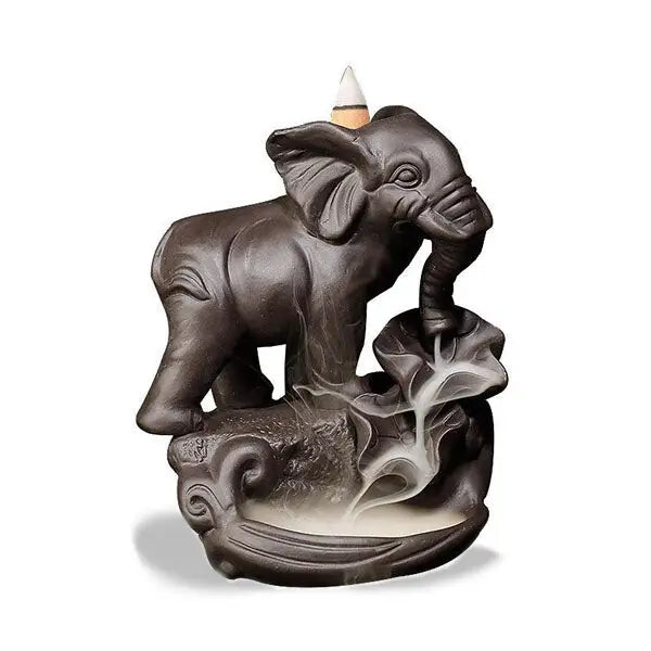 ATELIER-TIBET – Brûle-Encens Cascade Éléphant en Céramique 4 Une présence décorative douce pour une atmosphère apaisante  A