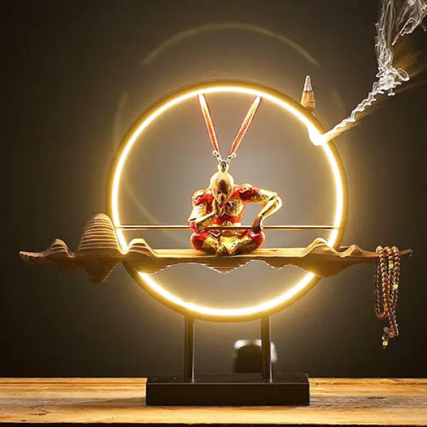 ATELIER-TIBET – Porte-Encens Bouddha Original avec Anneau Lumineux LED