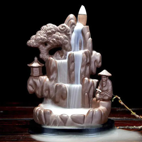 ATELIER-TIBET – Brûleur d’Encens Cascade Bouddha Paysage Zen