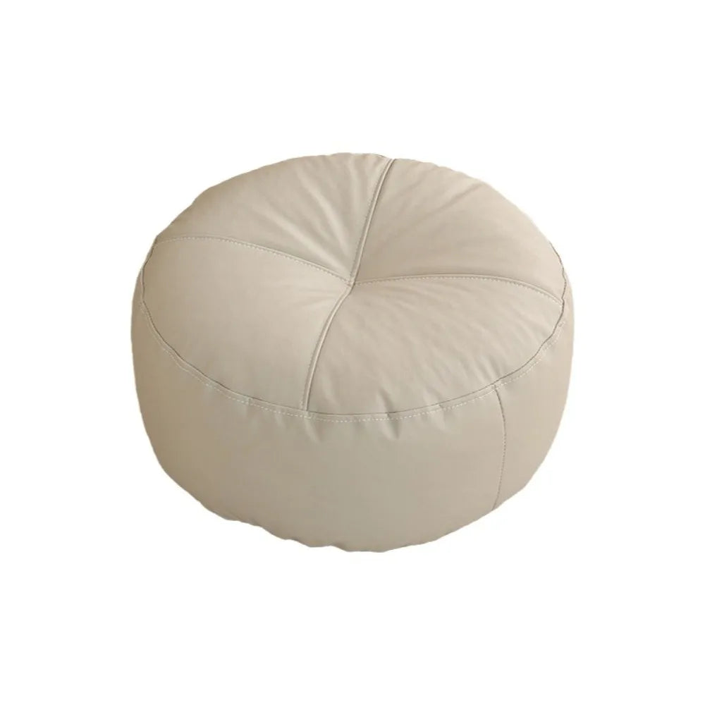 ATELIER-TIBET – Coussin de Sol Rond Japonais en Cuir PU & Particules EPS – 40 × 15 cm
