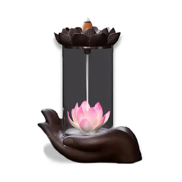 ATELIER-TIBET – Fontaine à Encens Cascade Fleur de Lotus avec Cloche Protectrice
