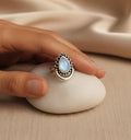 ATELIER-TIBET – Bague Séléné en Pierre de Lune Naturelle & Argent Sterling 925 Ajustable