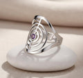 ATELIER-TIBET – Bague Cho Ku Rei Ajustable en Acier Inoxydable & Zircon Violet