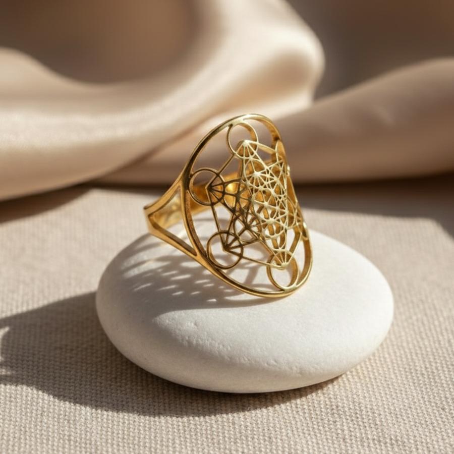 ATELIER-TIBET – Bague Métatron en Géométrie Sacrée & Métal Finition Argent