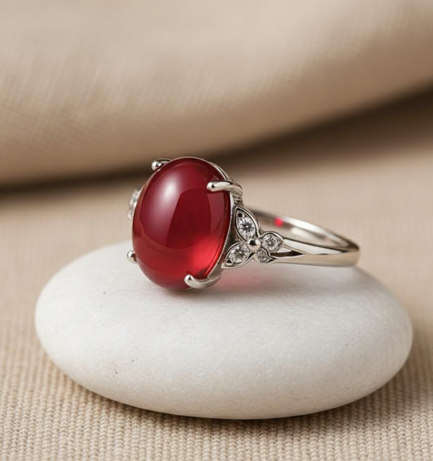 ATELIER-TIBET – Bague Espoir en Grenat Naturel & Argent Sterling 925