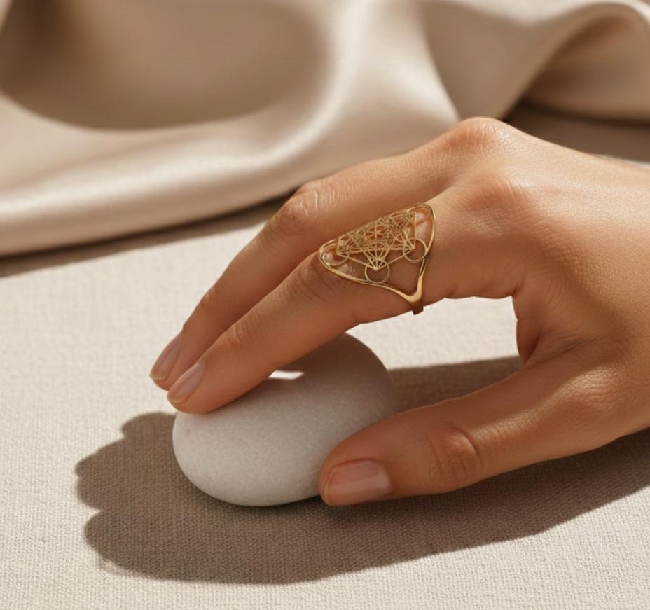 ATELIER-TIBET – Bague Métatron en Géométrie Sacrée & Métal Finition Argent