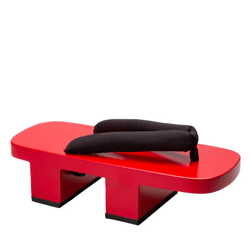 ATELIER-TIBET – Geta Japonaise Rouge Solide en Bois Naturel