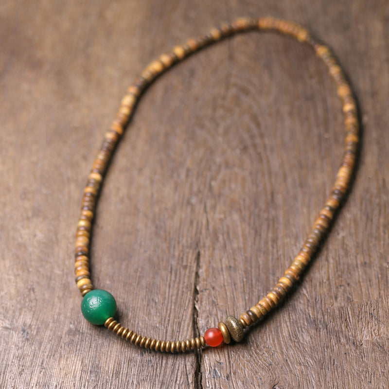 ATELIET-TIBET Bracelet cuivre tibétain jade rouge & verawood – énergie & style naturel