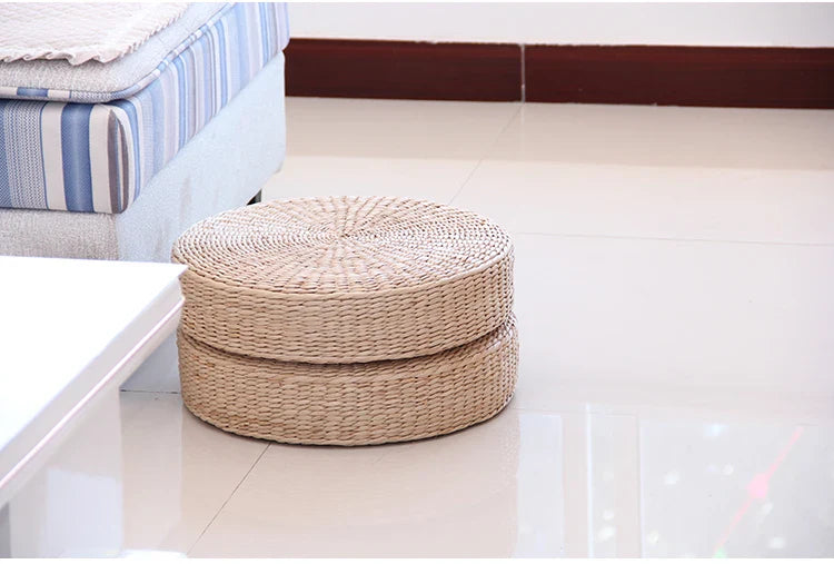 ATELIER-TIBET — Coussin Tatami Japonais Artisanal en Paille Naturelle | Assise Zen Traditionnelle