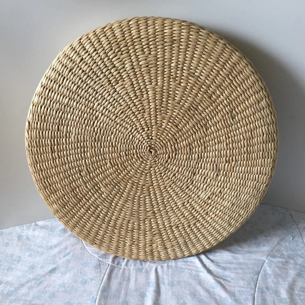 ATELIER-TIBET — Coussin Tatami Japonais Artisanal en Paille Naturelle | Assise Zen Traditionnelle
