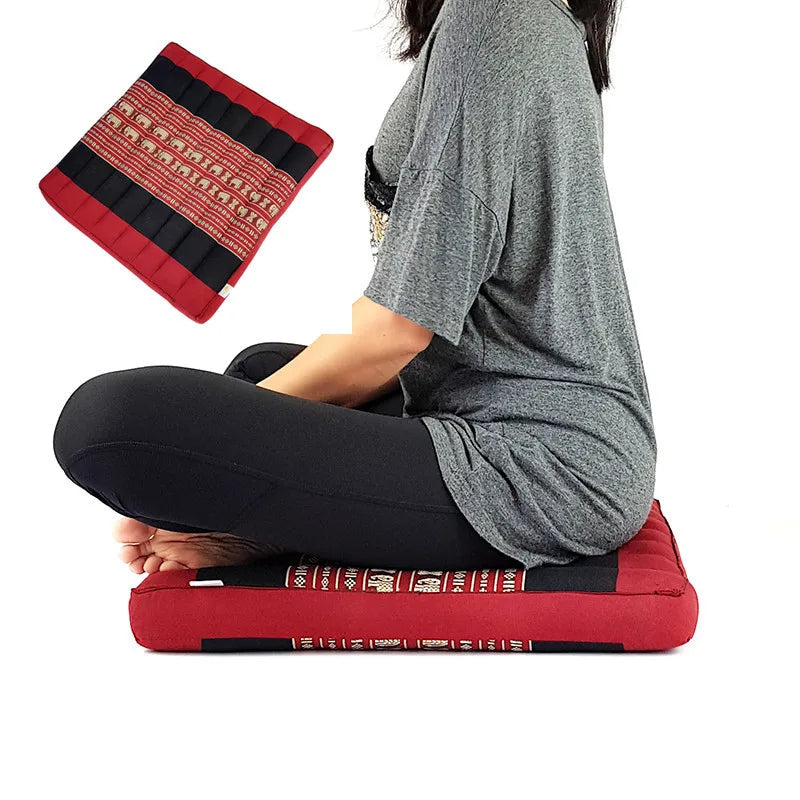 ATELIER-TIBET Coussin de Méditation Rouge – Motifs Ethniques, Style Zen & Confort