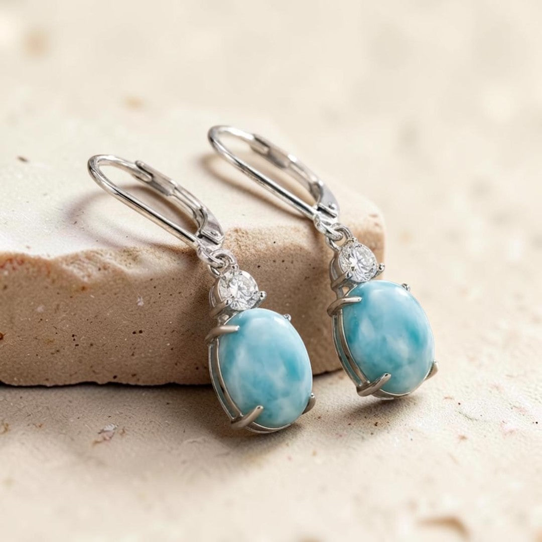 ATELIER-TIBET – Boucles d’Oreilles Sérénité Océane en Larimar