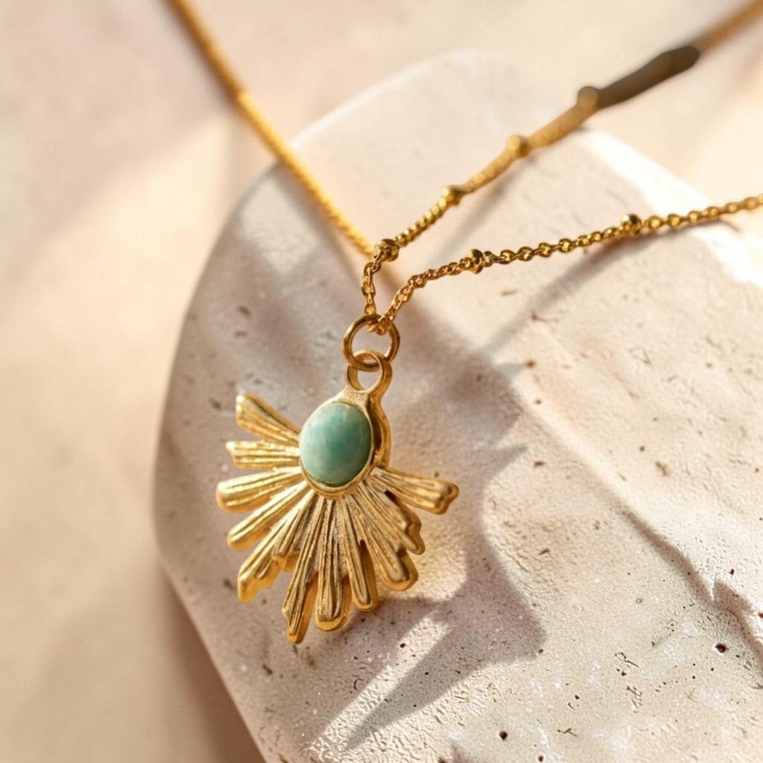 ATELIER-TIBET – Pendentif Rayons zen en Amazonite